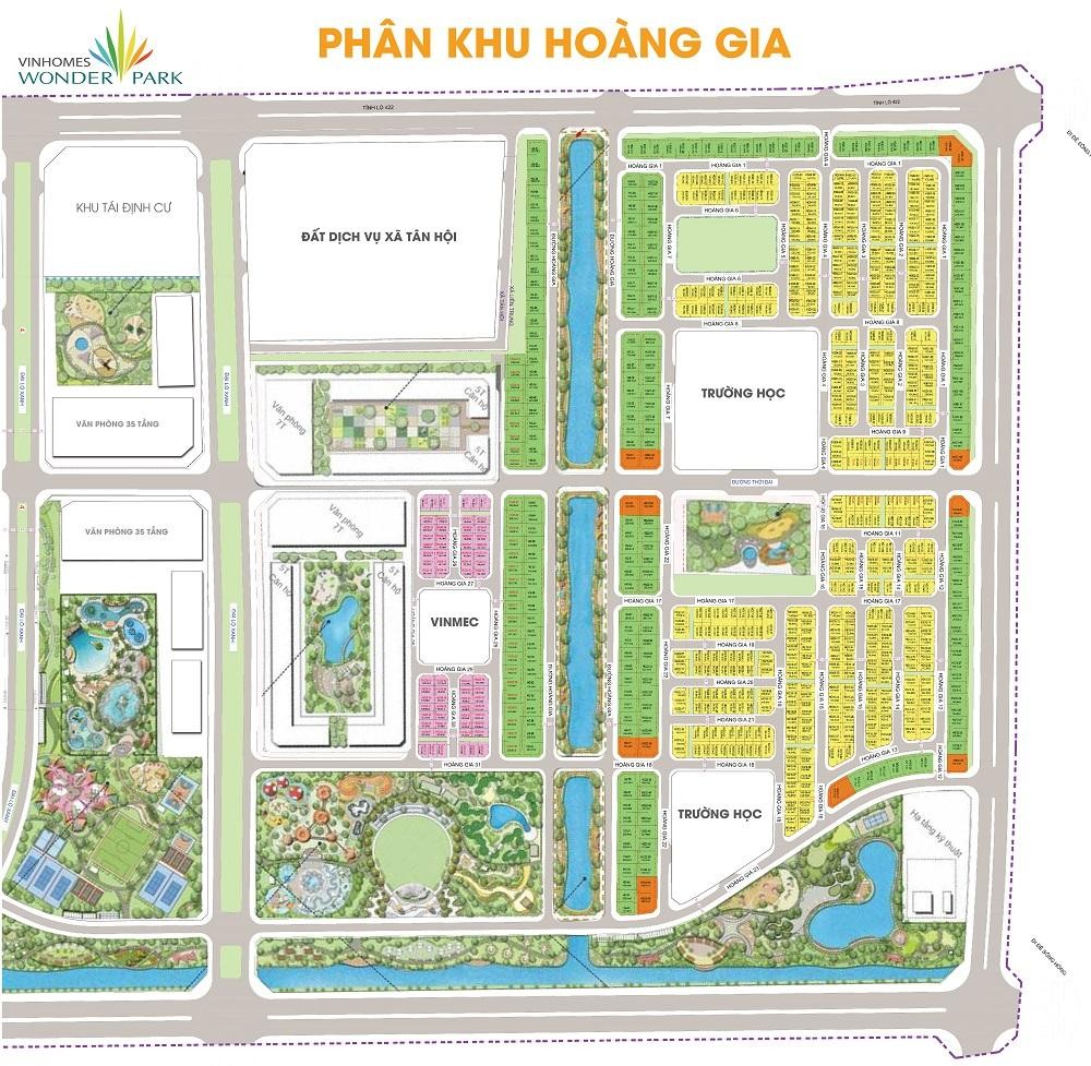 Quy hoạch phân khu Hoàng Gia, dự án Vinhomes Wonder Park Đan Phượng