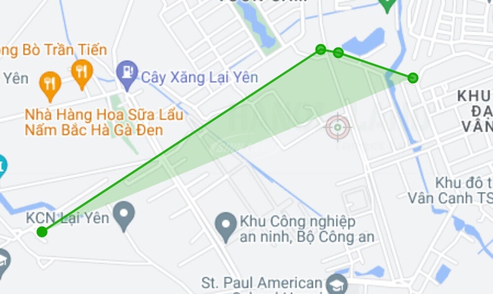 Sơ đồ tuyến đường sẽ mở theo quy hoạch ở xã Vân Canh. (Ảnh chụp từ Google Maps).