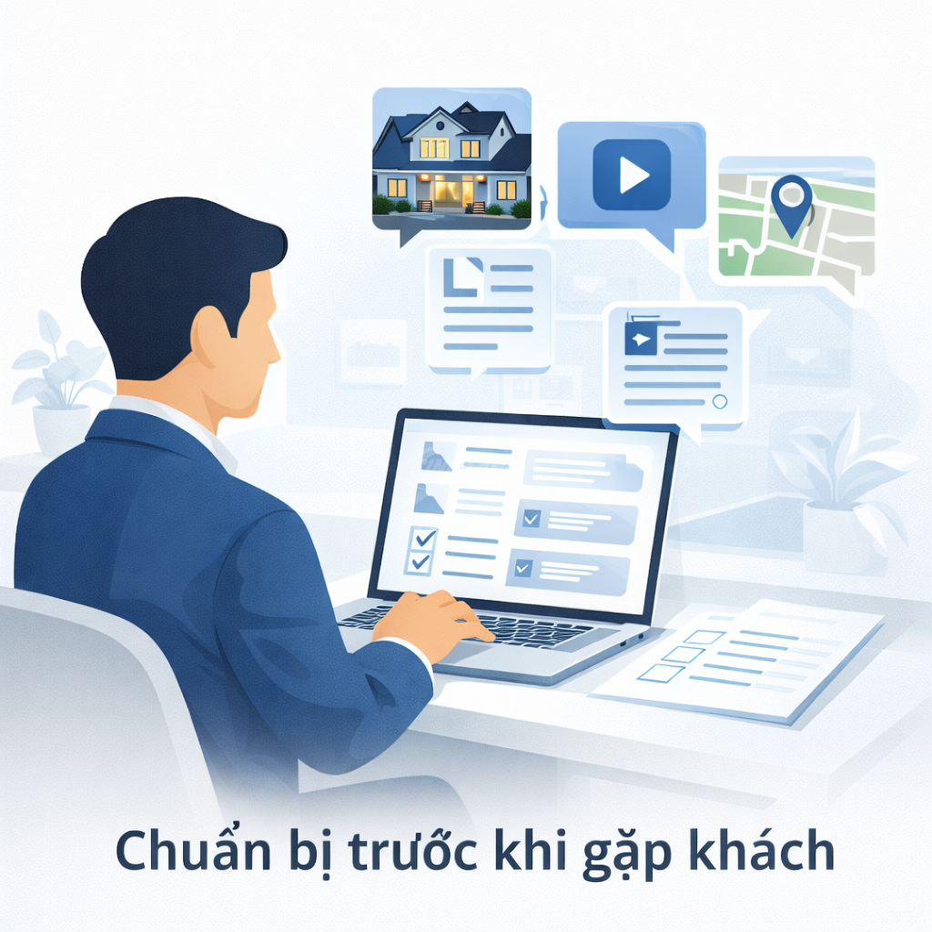 chuẩn bị gặp khách