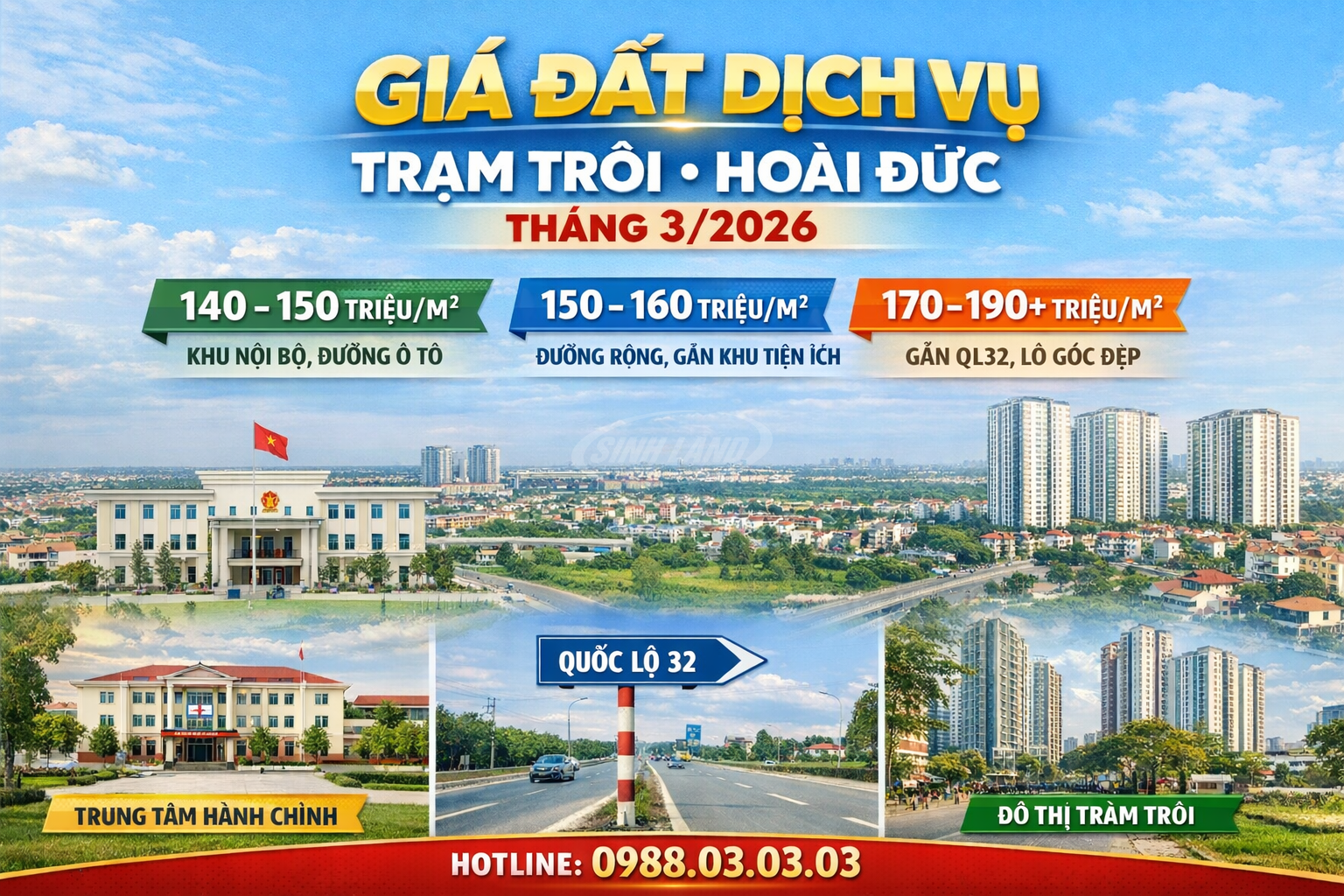 Giá đất dịch vụ Trạm Trôi Hoài Đức tháng 3/2026