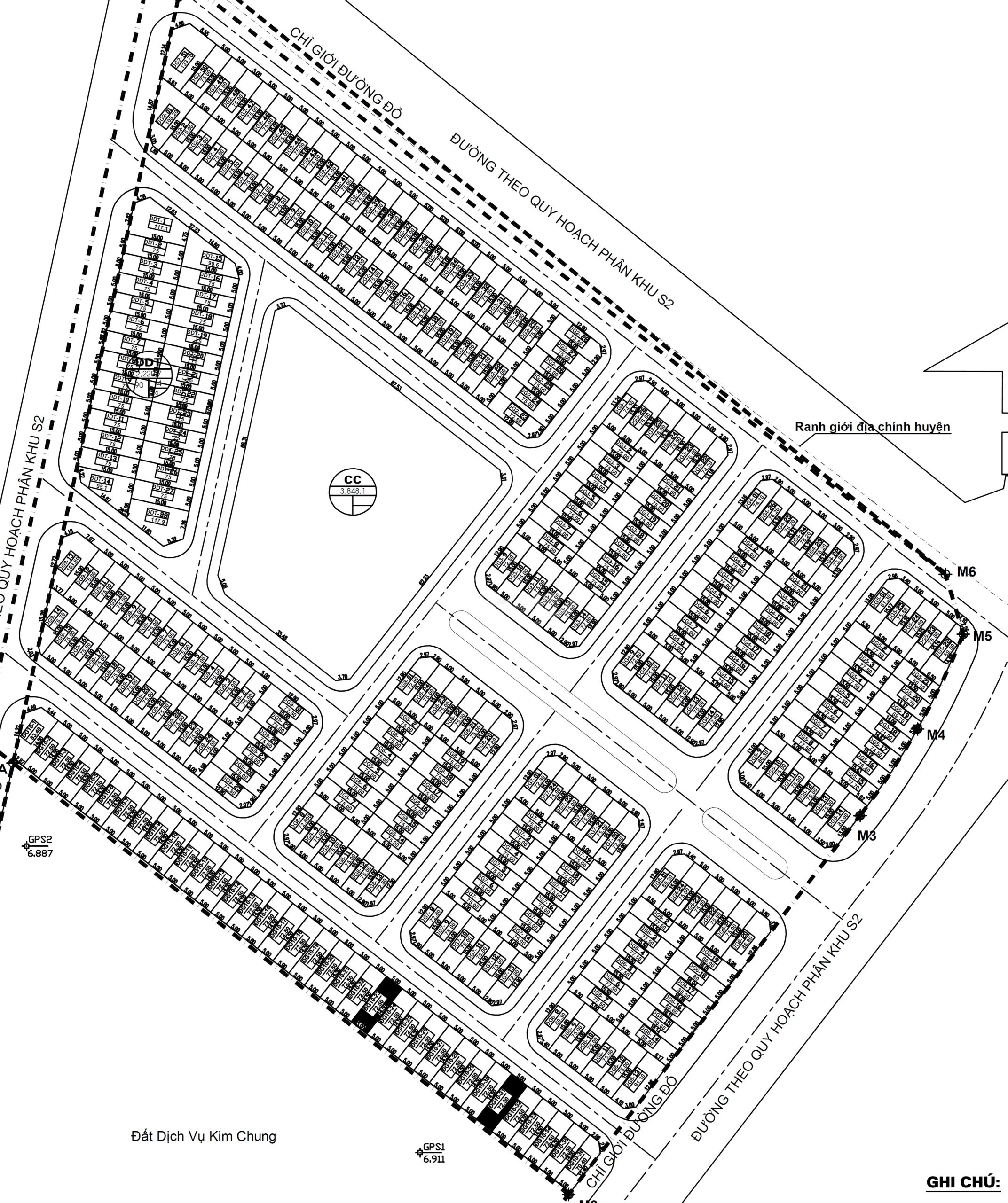 Sơ đồ chia lô khu đất đấu giá Trũng Trên Lai Xá