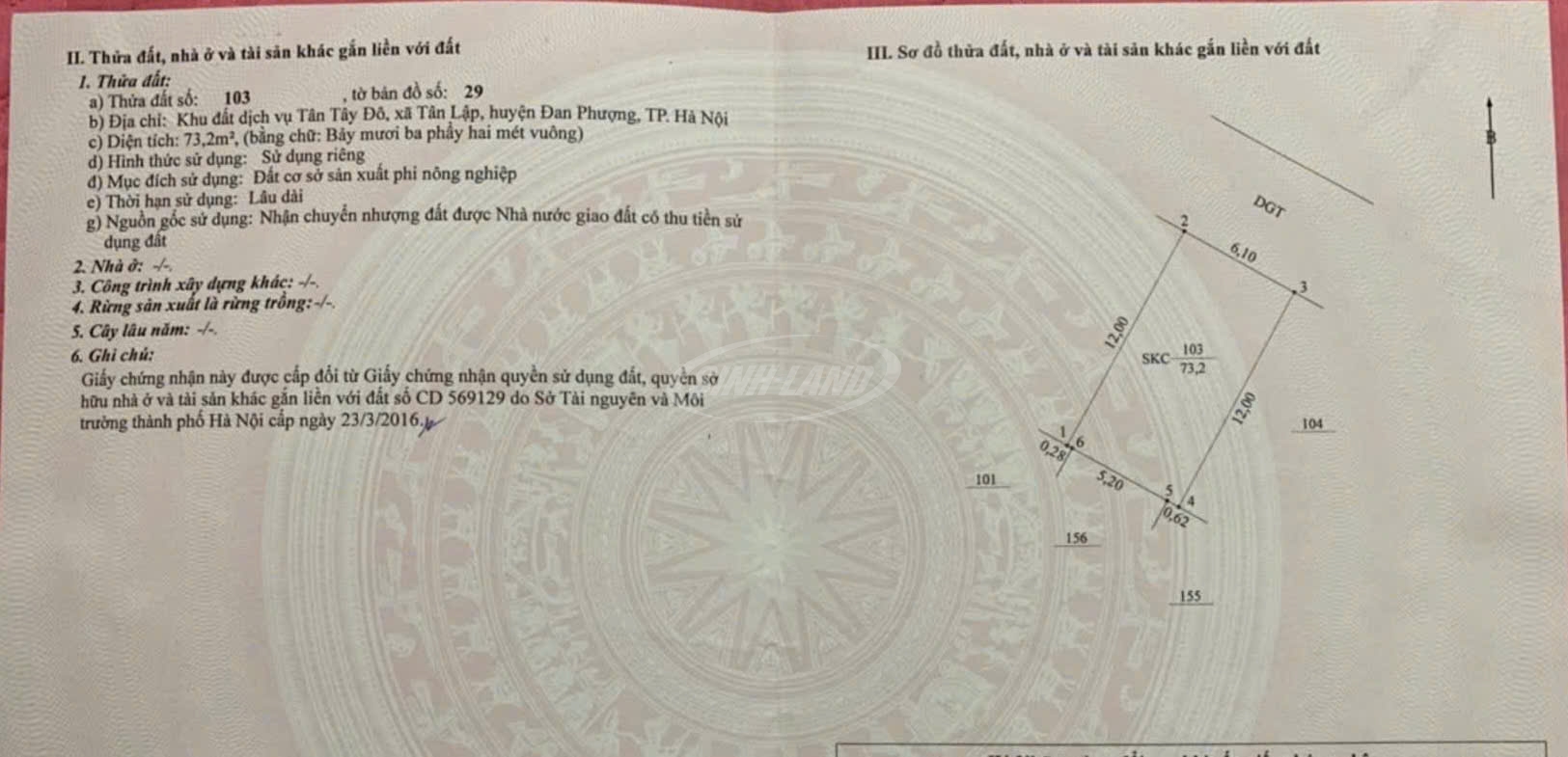 Đất dịch vụ Tân Tây Đô giá đầu tư ảnh sổ