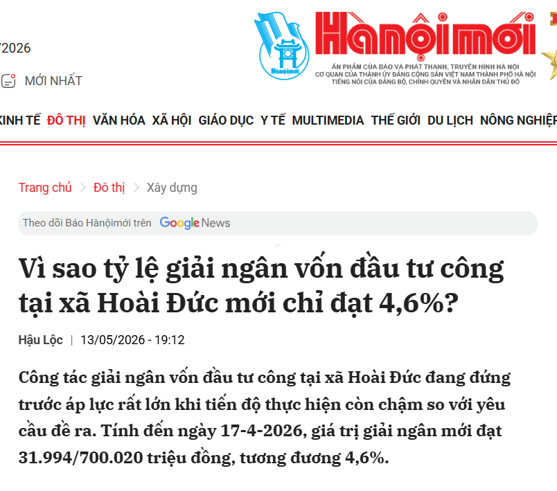 đầu tư công xã hoài đức